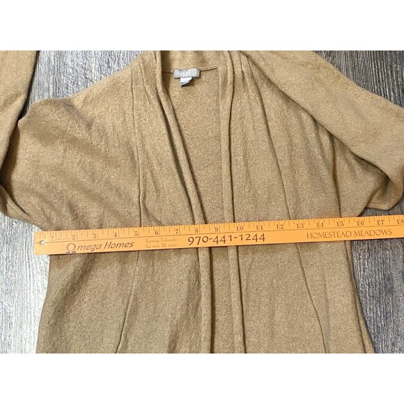 J Jill Cardigan Sweater Open Front Long Wool Blend Small Camel Brown Minimalist - Picture 7 of 9